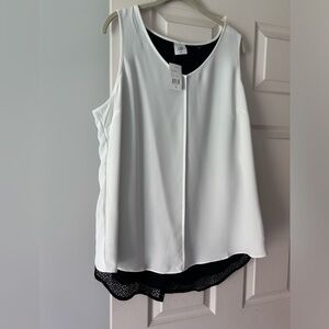 Cabi size XL Domini white tank with beautiful black detail NWT